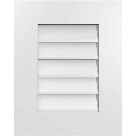 Ekena Millwork Vertical Surface Mount PVC Gable Vent: Non-Functional, w/ 3-1/2"W x 1"P Standard Frame, 16"W x 20"H GVPVE16X2001SN